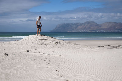 Full length of man on beach against sky