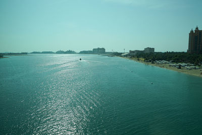 Scenic view of sea against clear sky