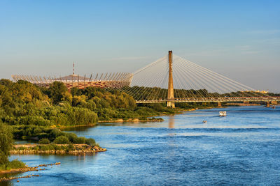 View of bridge over river against sky