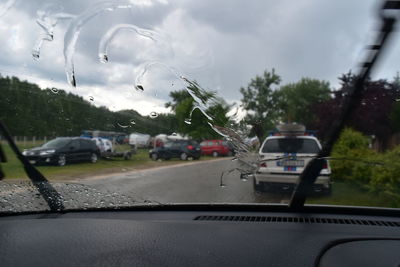 Road seen through car windshield