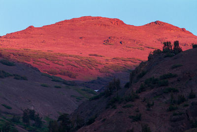 Scenic view of mountains against clear sky