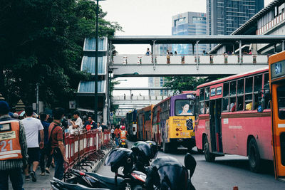 Group of people on street in city