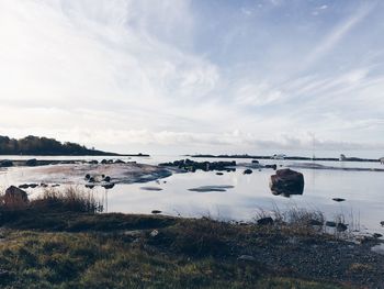 Scenic view of lake against sky