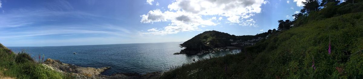 Scenic view of sea against cloudy sky