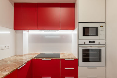 High angle view of cabinet in bathroom