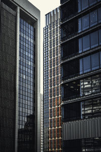 Low angle view of modern buildings in city