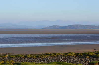 Scenic view of sea against clear sky