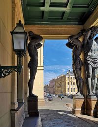 Statue of historic building in city