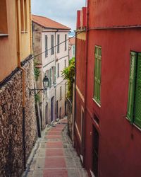 Narrow alley along buildings