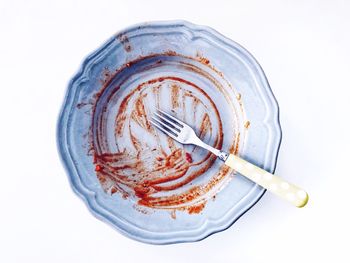 Directly above shot of ice cream over white background