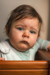 Close-up of cute baby at home