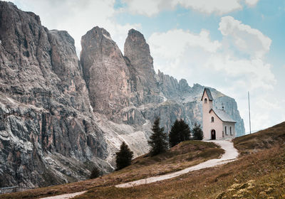 Panoramic view of trees and mountains against sky