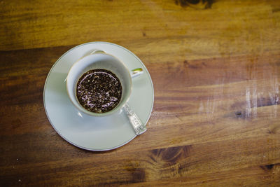 High angle view of drink on table