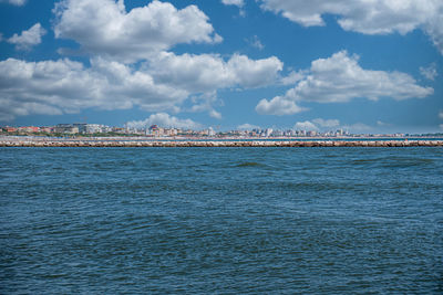 Panoramic view of sottomarina from the beach of isolaverde, near venice, italy.