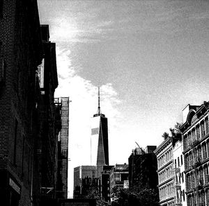 Low angle view of skyscrapers against sky