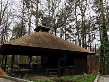 Built structure against trees