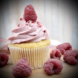 Close-up of cupcakes on table