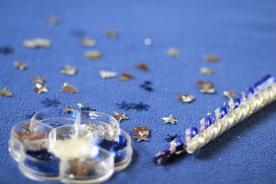 High angle view of drink on table