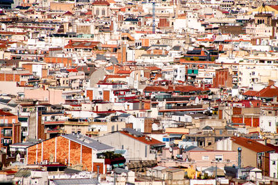 High angle view of buildings in city