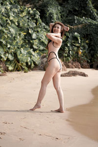 Full length of woman on beach