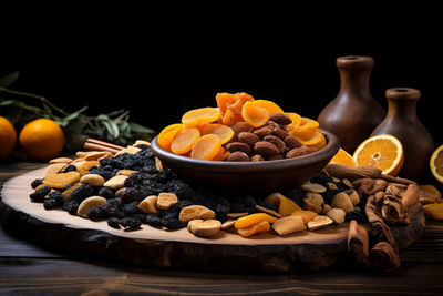 Close-up of food in plate on table