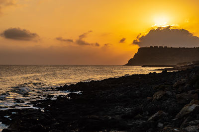 Scenic view of sea against sky during sunset