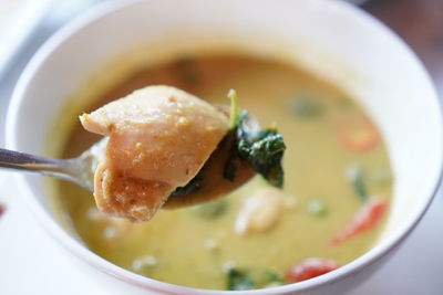 Close-up of food in bowl on table