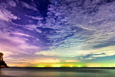 Scenic view of sea against dramatic sky