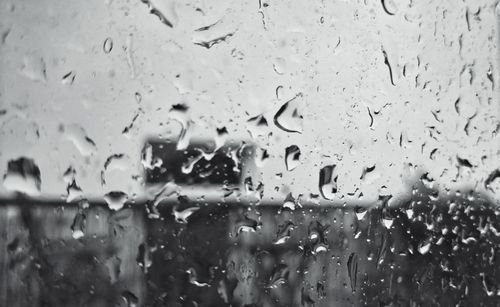 Full frame shot of raindrops on glass window