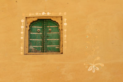 Closed door of old building