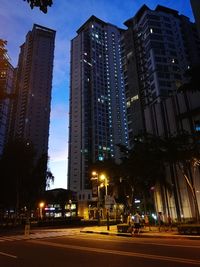 View of skyscrapers at night