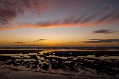 Scenic view of sea against sky at sunset