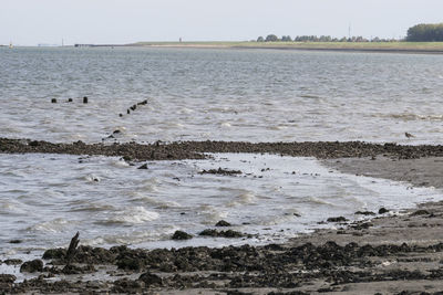 Scenic view of sea against clear sky