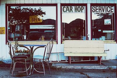 Chairs and table in cafe