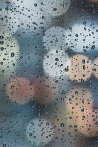 Full frame shot of raindrops on glass window