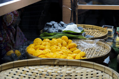 Various vegetables for sale at market stall