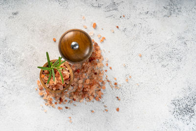 High angle view of food on table