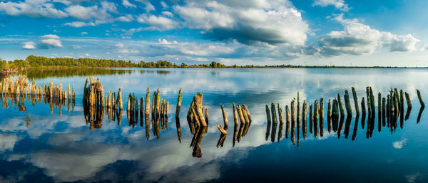 Scenic view of lake against sky