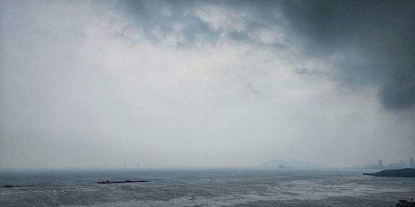 Scenic view of sea against sky during winter
