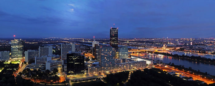 Night panorama of the vienna's district donau city