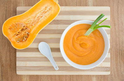 High angle view of orange on table