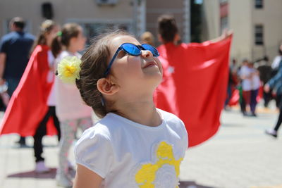 Portrait of cute girl outdoors