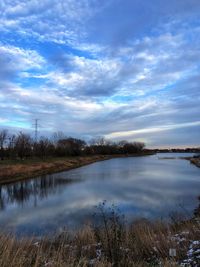 Scenic view of lake against sky