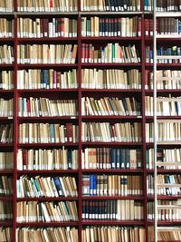 Full frame shot of books in shelf