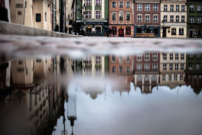 Reflection of buildings in water