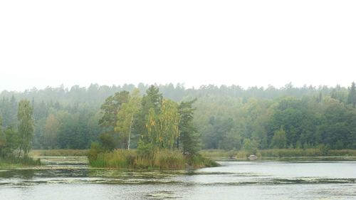 Scenic view of lake against clear sky