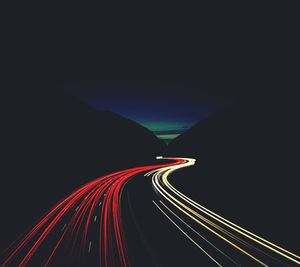 Light trails on highway at night