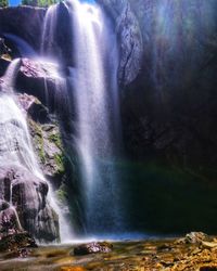 Scenic view of waterfall