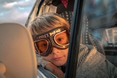 Portrait of boy wearing eyewear