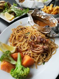 High angle view of meal served in plate